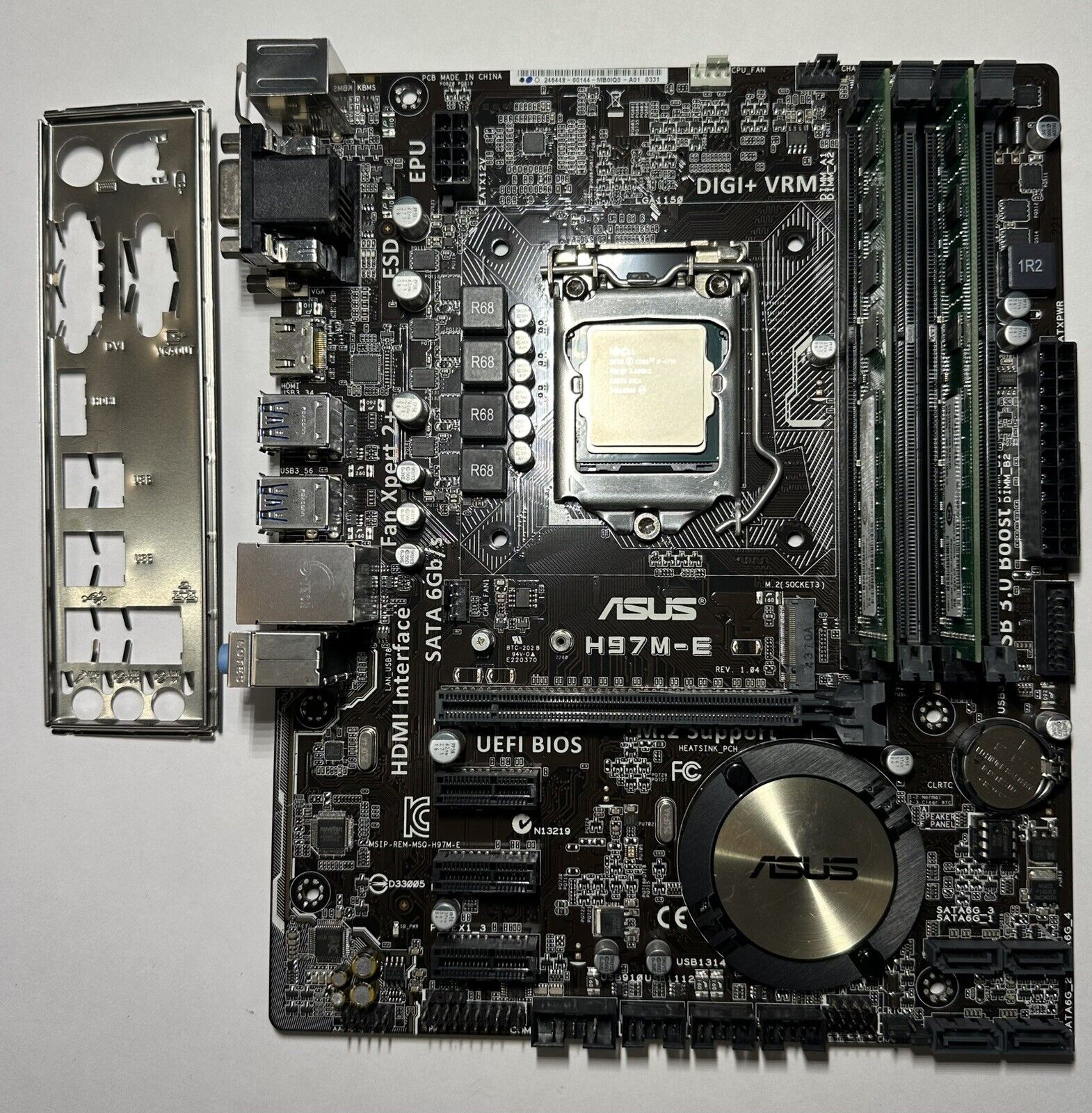 ASUS H97M-E Motherboard, Core i7-4790 3.6GHz, 2x4 GB Crucial Ram