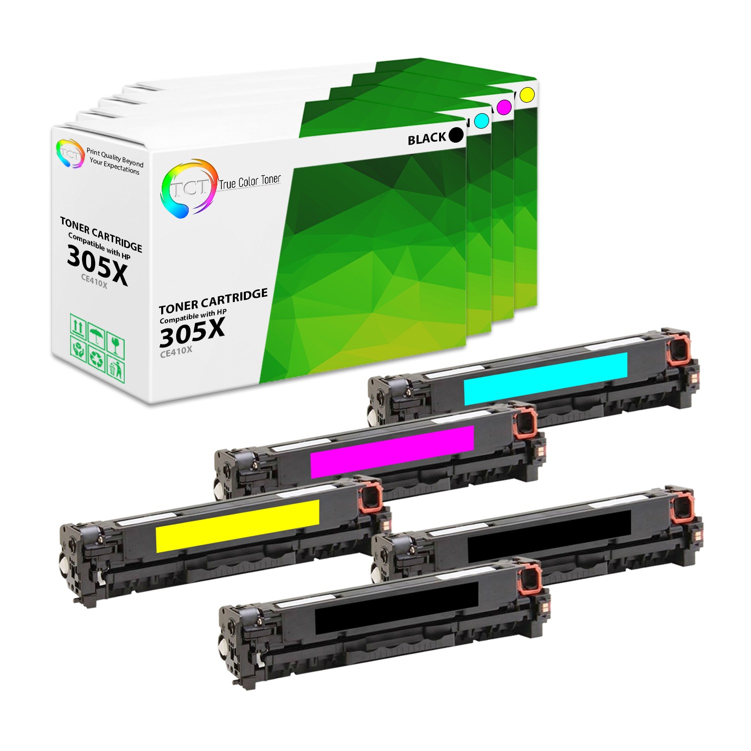 TCT 5PK 305X 305A set CE410X CE411A CE412A CE413A For HP Color LaserJet Pro 400