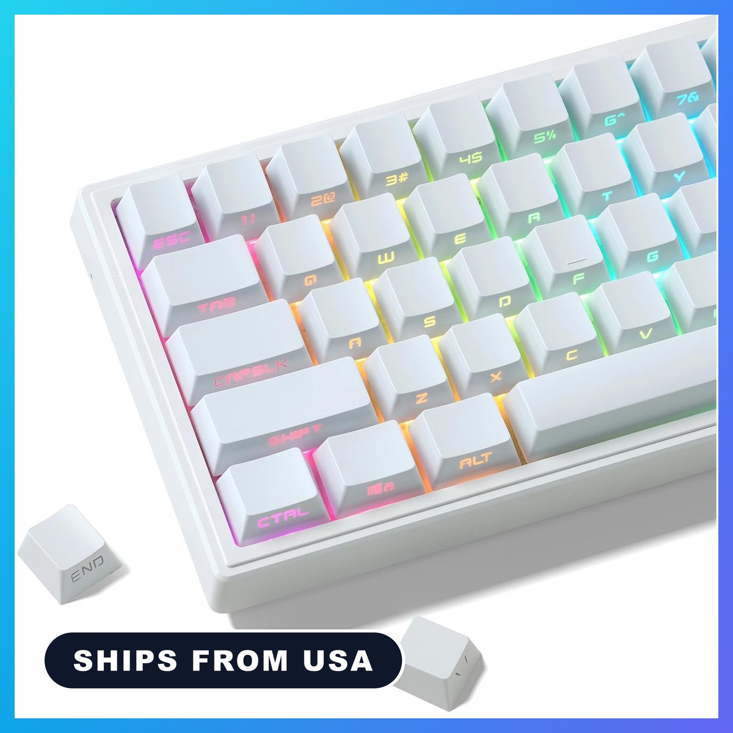 Shine Through keycaps Set,Double Shot PBT keycaps White