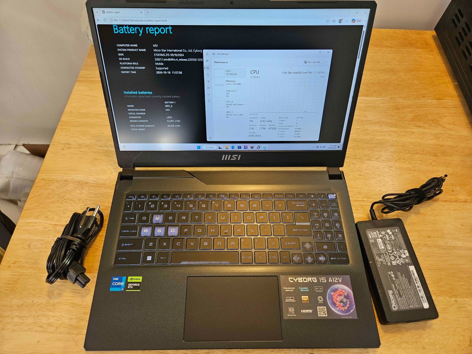 MSI Cyborg 15 A12VF 15.6" i7-12650H 2.3GHz 16GB RAM 1TB SSD GeForce RTX 4060