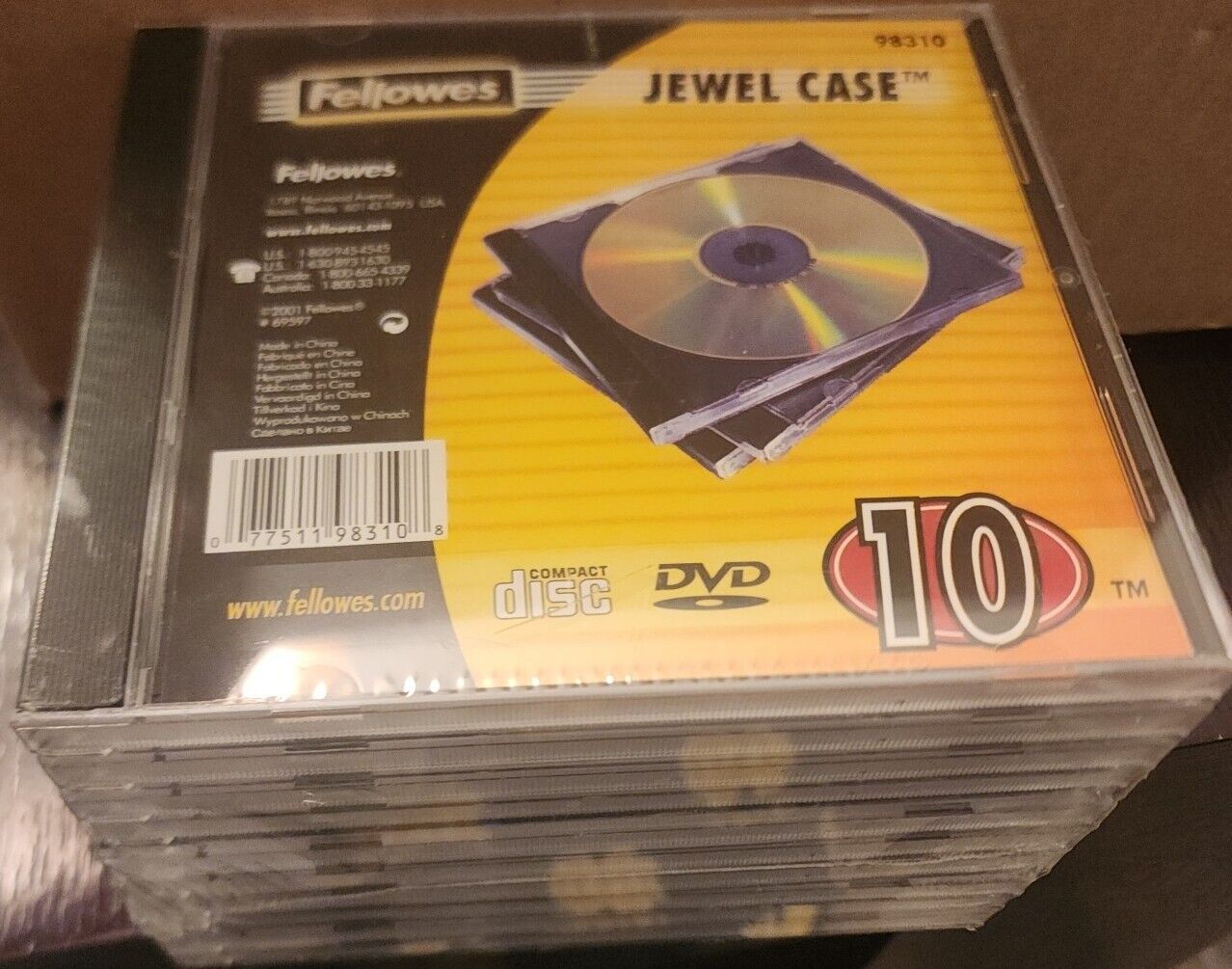 Fellowes Computerware 98310 CD Jewel Case Pack of 10 organizes,protects & stores