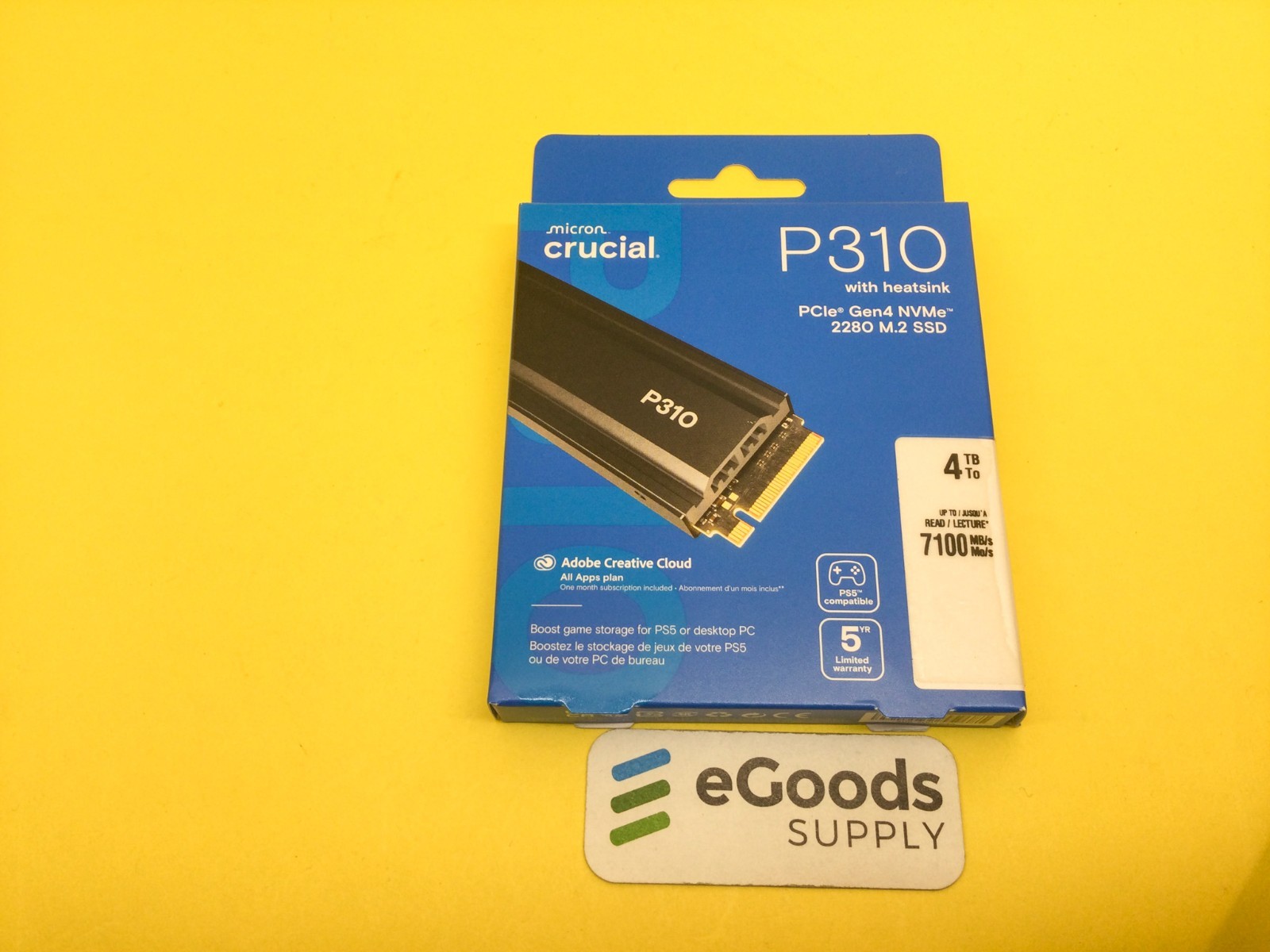 CT4000P310SSD5 Crucial P310 4TB Internal M.2 2280 PCIe 4.0 x4 SSD heatsink F/S