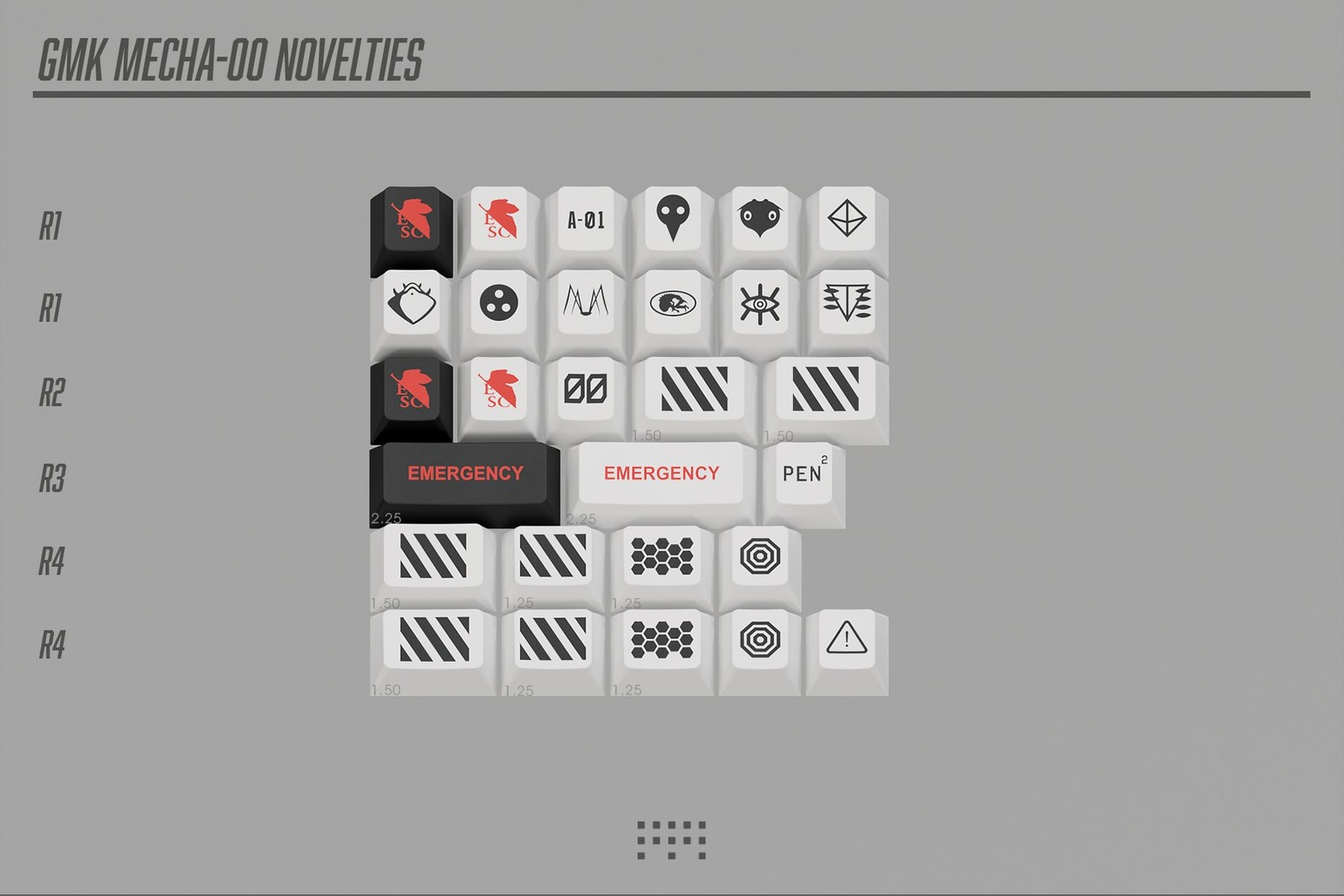Drop  FU11.META1 GMK Mecha-00 NOVELTIES Keycaps Set for Mechanical Keyboards -29