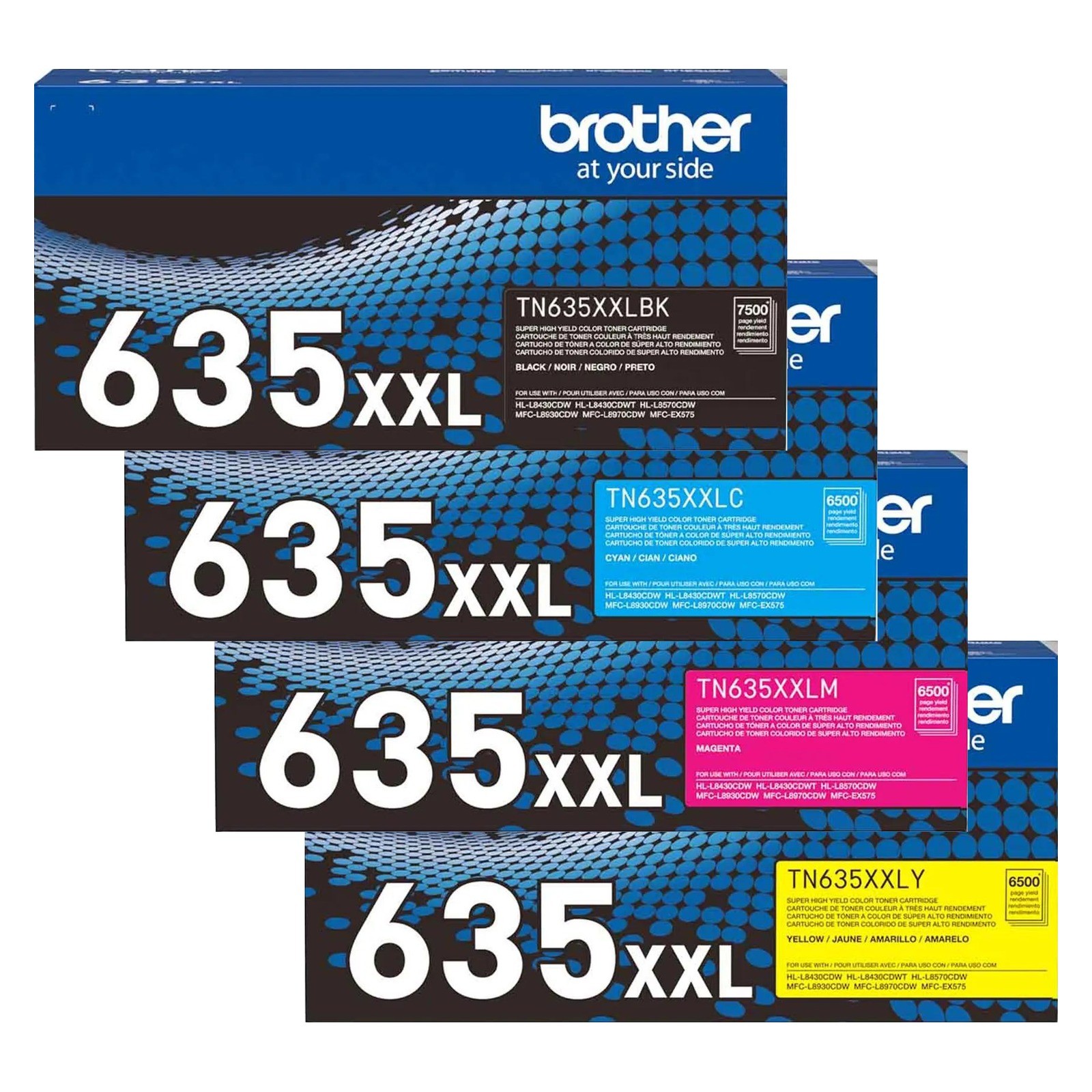 Brother TN635XXL Super HY Toner Set BK/C/M/Y Genuine HL-L8430CDW MFC-L8970CDW