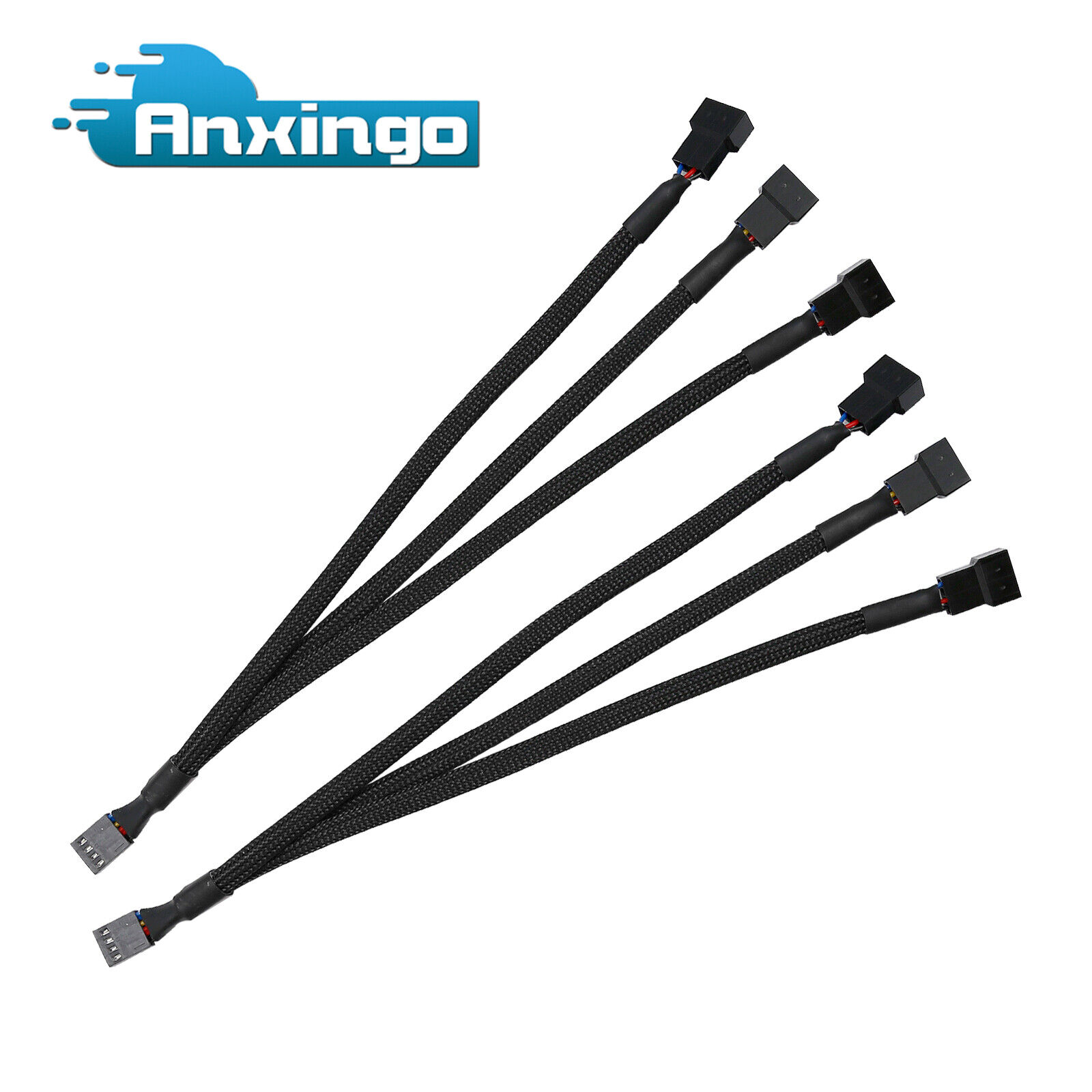 2 Pcs 4 Pin 1 to 3 Way PWM Case PC Fan Splitter Cable Hub Power Adapter 10 inch