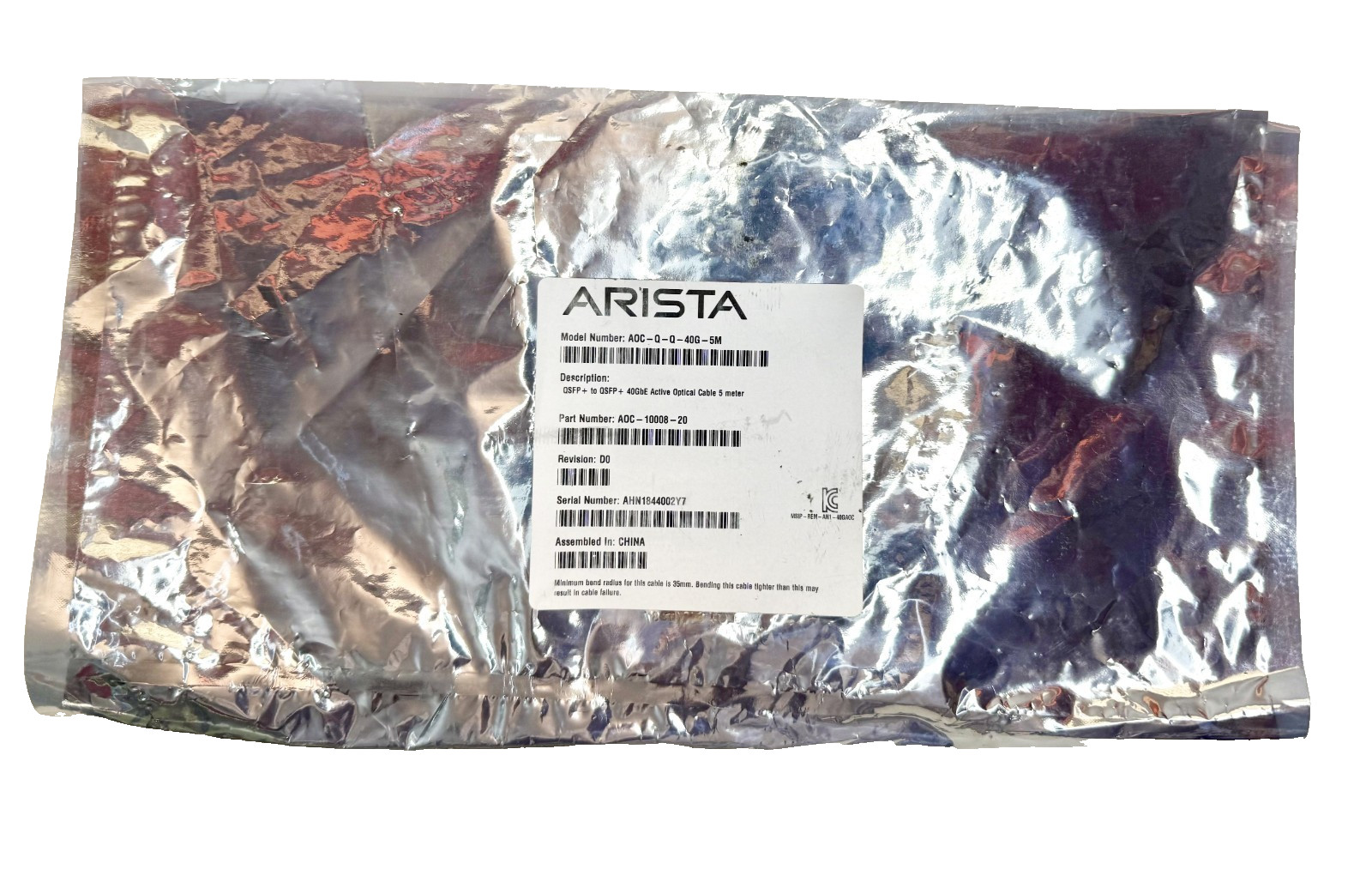 (Lot of 14) Arista AOC-Q-Q-40G-5M 40Gbps QSFP+ Active Optical Cable (AOC)