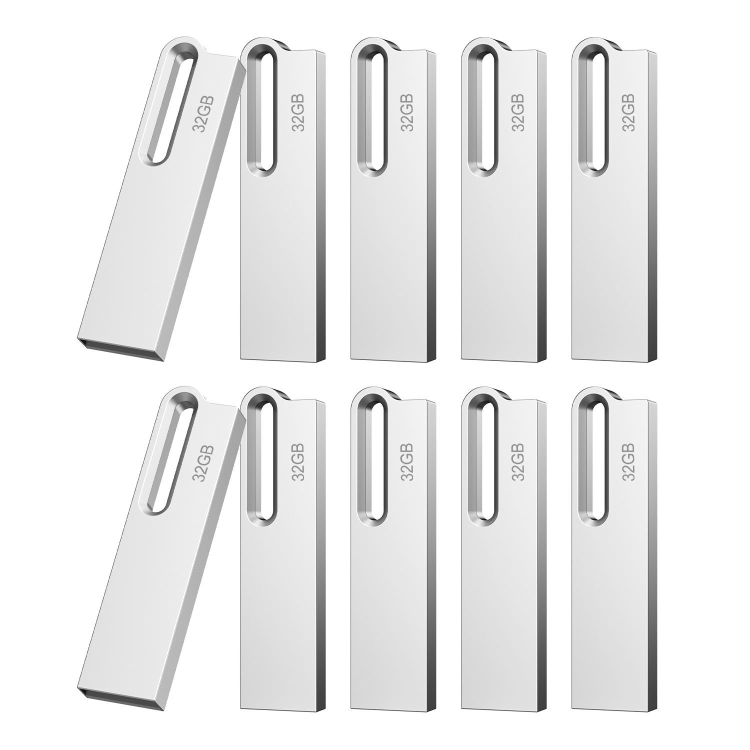 Wholesale 10 Pack 32GB Metal USB 2.0 Flash Drives Memory Sticks