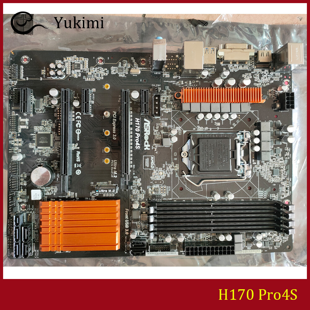 FOR ASROCK H170 Pro4S DDR4*4 LGA 1151 64GB HDMI DVI-D ATX Motherboard Test OK