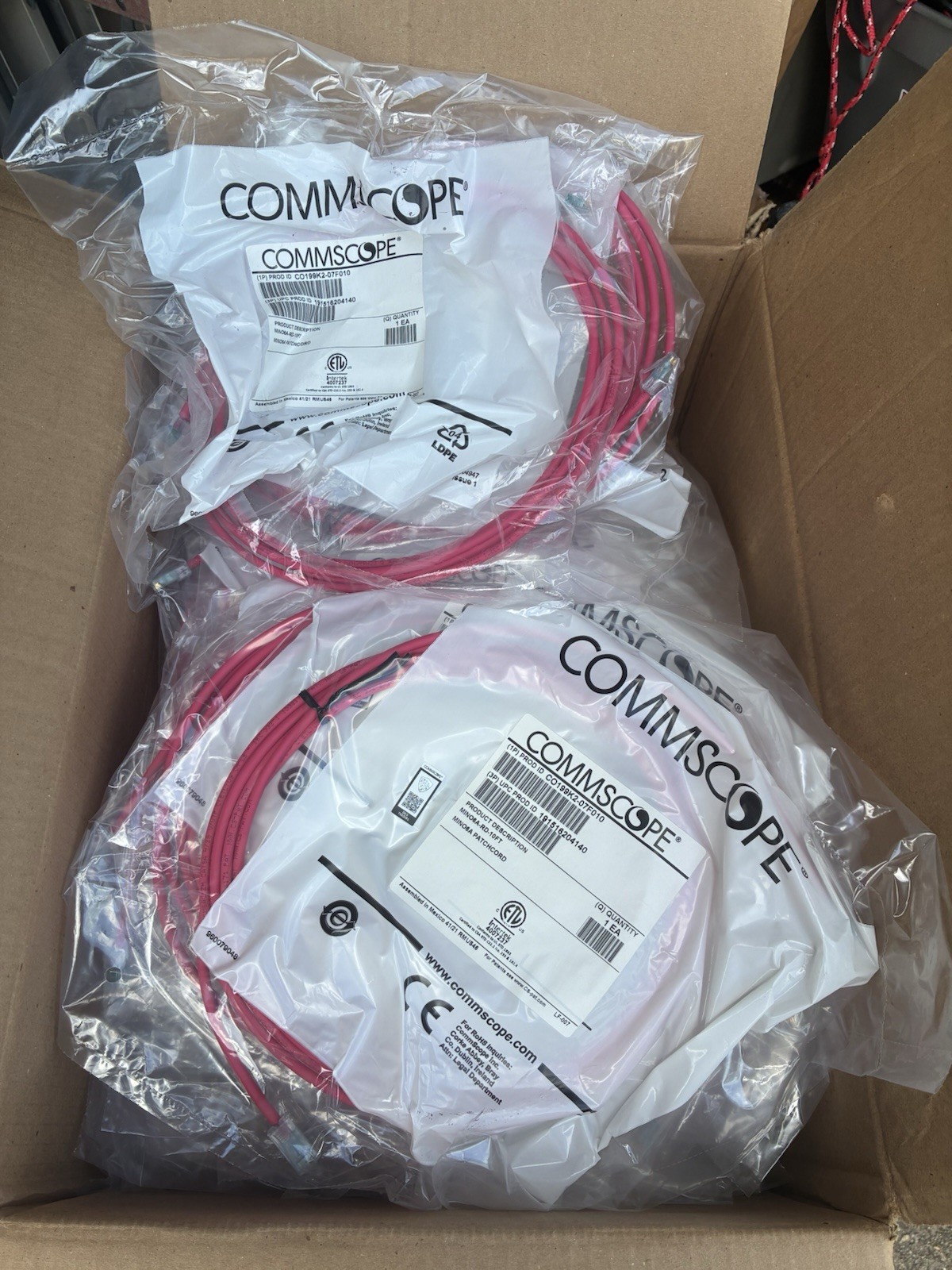 Lot of 25 New Commscope CO199K2-07F010 10ft Patchcord MINO6A-RD-10FT Red
