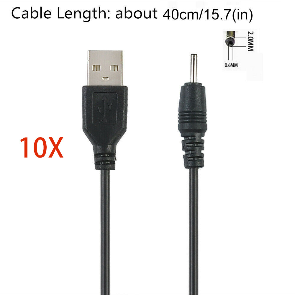 10x USB A Male to 2.0/2.5/3.5/4.0/5.5mm Connector 5v DC Charger Power Cable Cord