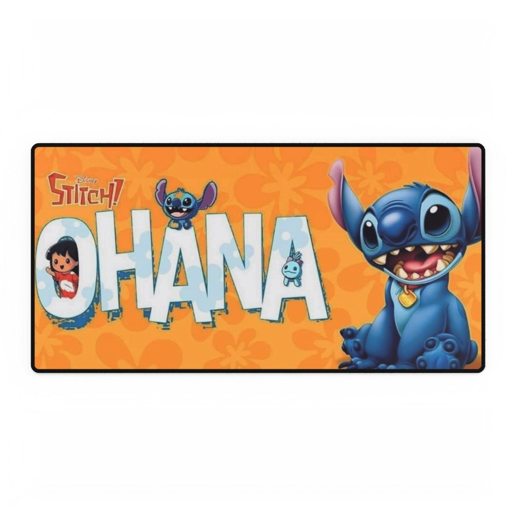 Lilo And Stitch OHANA Orange Background Mouse Pad Desk Mats