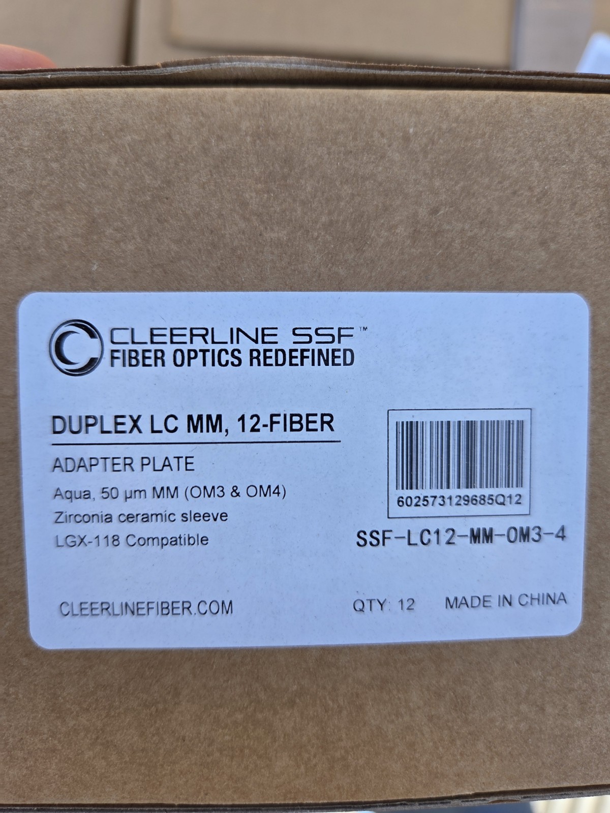 LC MM 12 Fiber 50/125um OM2/3/4 Adapter Plate 12 pack