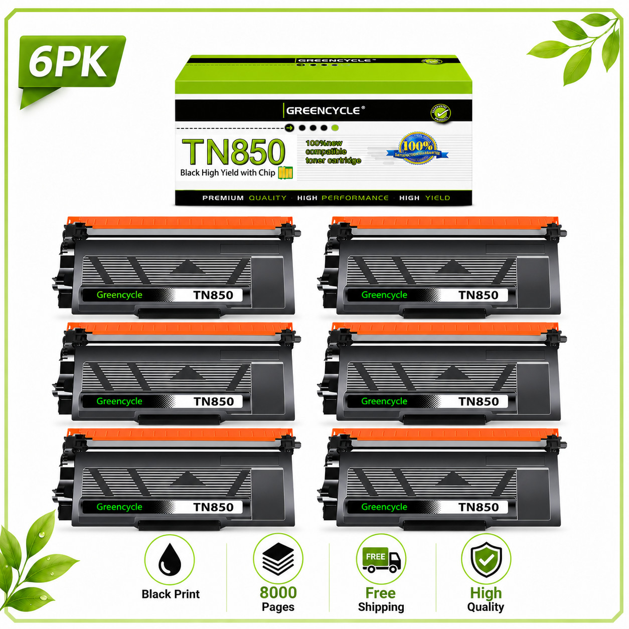 6PK TN850 Toner For Brother MFC-L6750DW MFC-L6900DW MFC-L5700DW L5850DW L5900DW