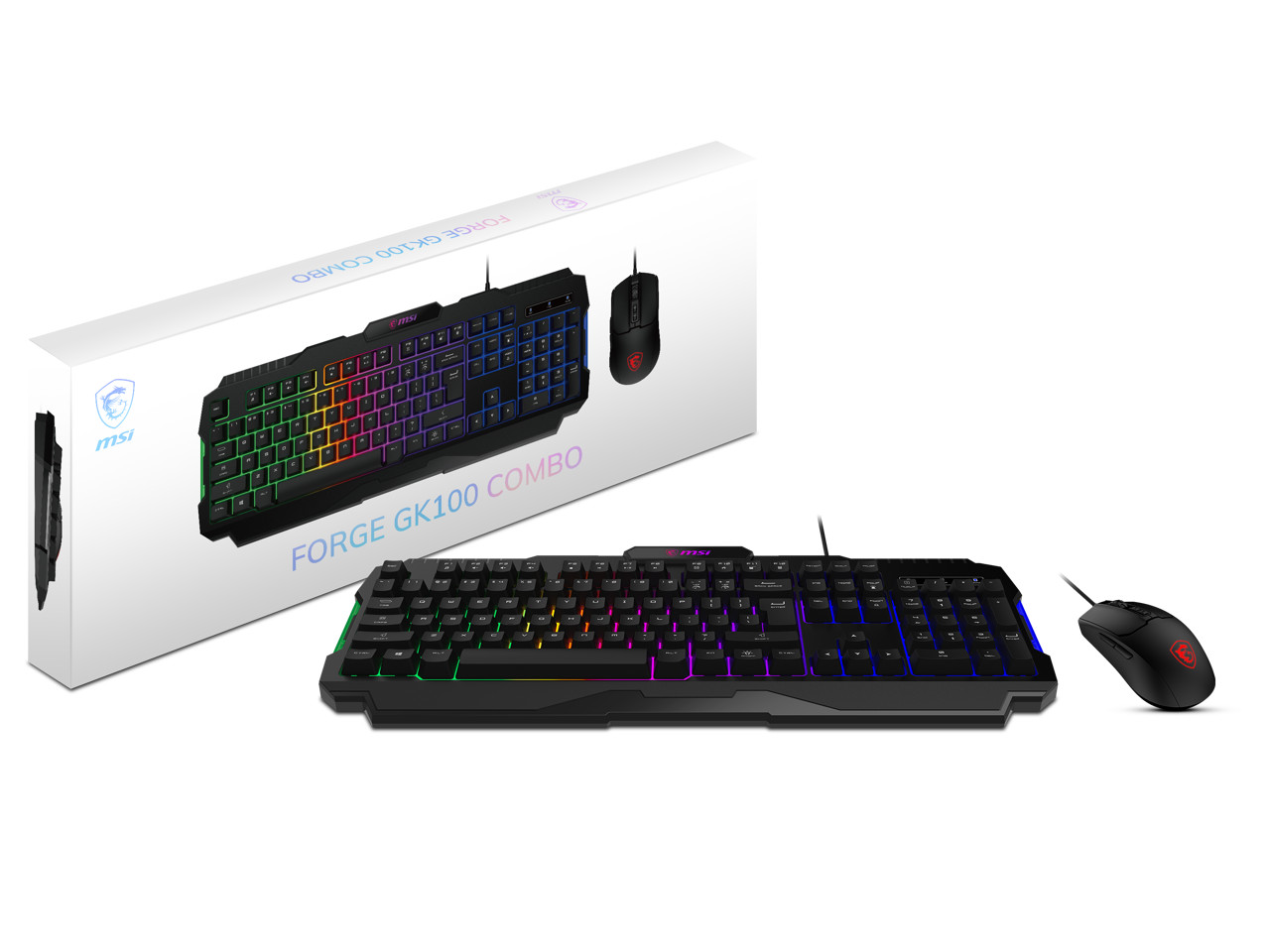 MSI Forge GK100 Combo – Gaming RGB Keyboard & Mouse Set, 19-Key Anti-Ghosting,