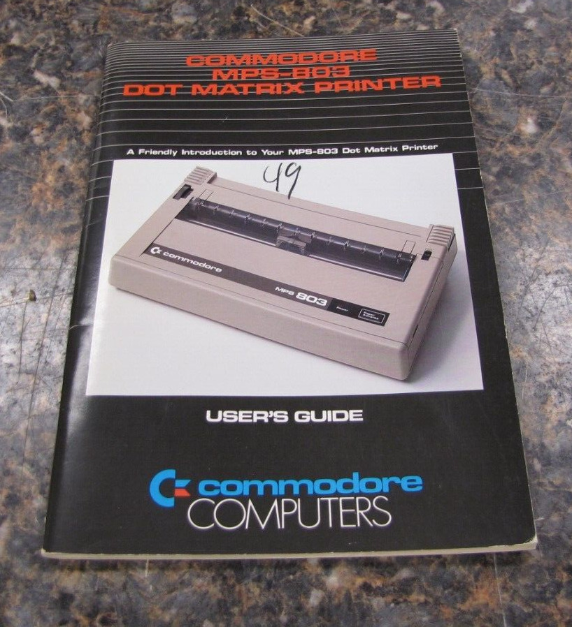 Vintage Commodore MPS-803 DOT Matrix Printer User\'s Guide - 1984