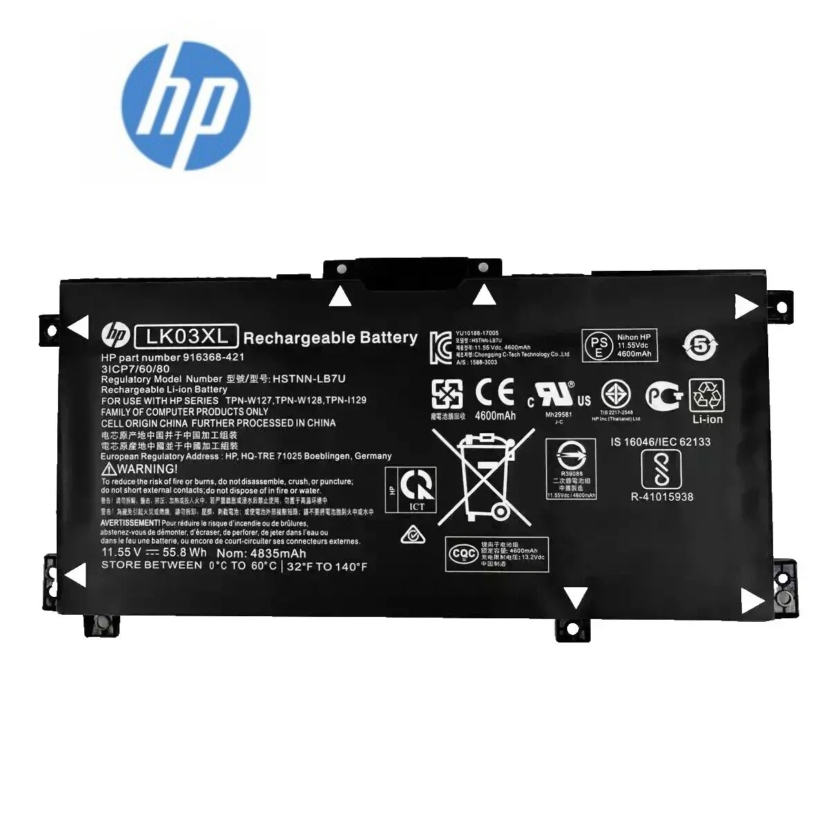 Genuine 55.8Wh 11.55V LK03XL Battery For HP ENVY X360 15-BP L09281-855 TPN-W127