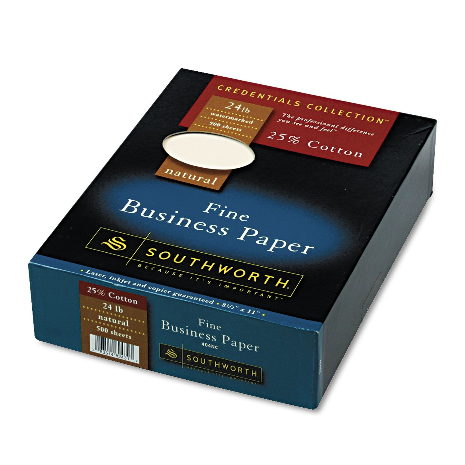 404NC 25% Cotton Business Paper Natural 24 lbs. Wove 8-1/2 x 11 500/Box FSC