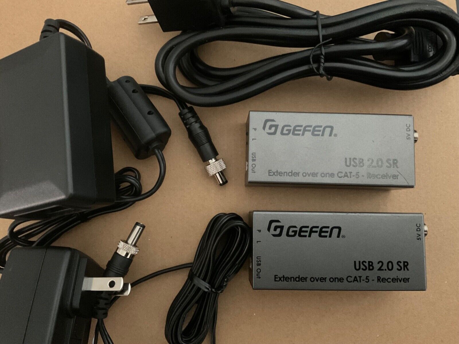 Gefen EXT-USB2.0-LR Cat5 USB 2.0 Extender S & R w/ power cords (04202024)