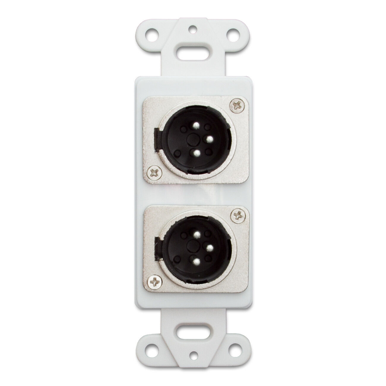 Decora Wall Plate Insert, White, Dual XLR Male to Solder Type    301-2006