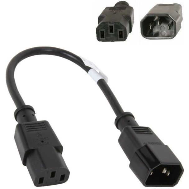 1ft (12inch) short Male~Female PC Power Extension Cord/Cable/Wire IEC320 C13~C14