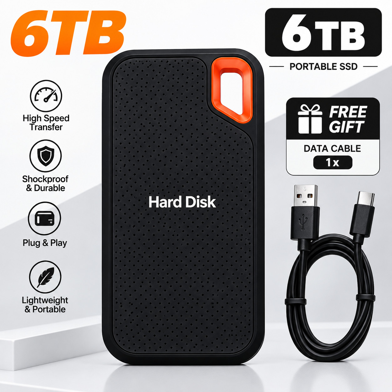 external hard drive 6TB High Speed Capacity Solid State Usb3.2 Laptop Mac And PC