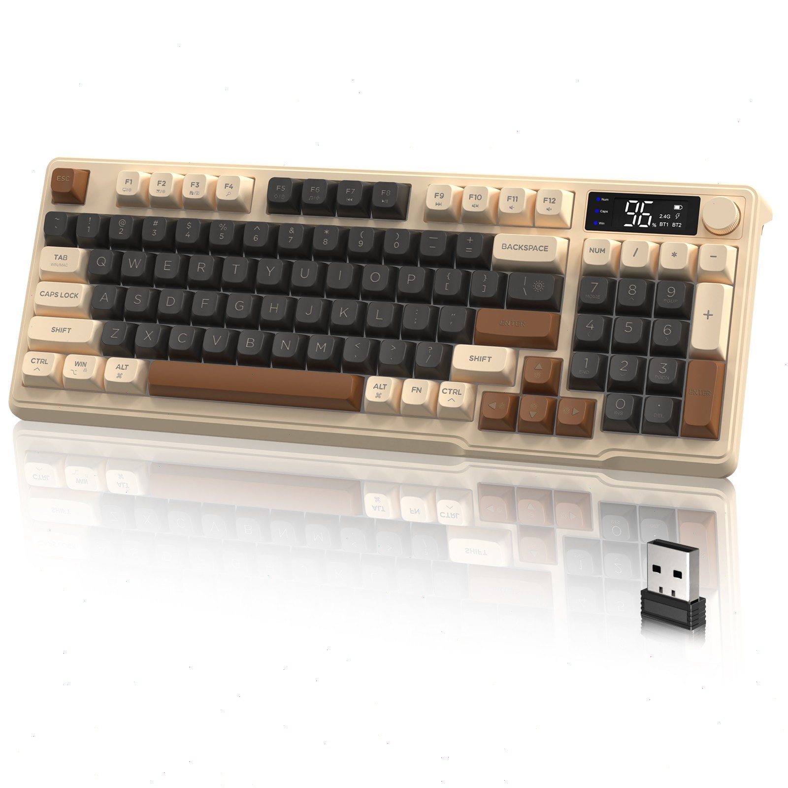 ZIYOU LANG M96 Gaming Keyboard Dual Mode Wireless 94 Keys RGB Screen Knob PBT