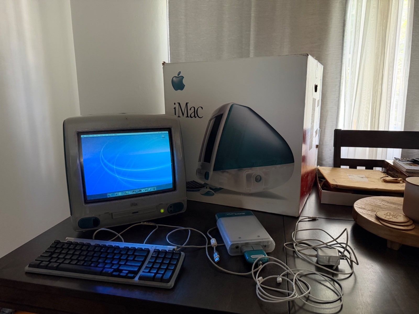 Apple iMac G3 Bondi Blue NOV 1998 Working Original Box Foam Keyboard SuperDisk