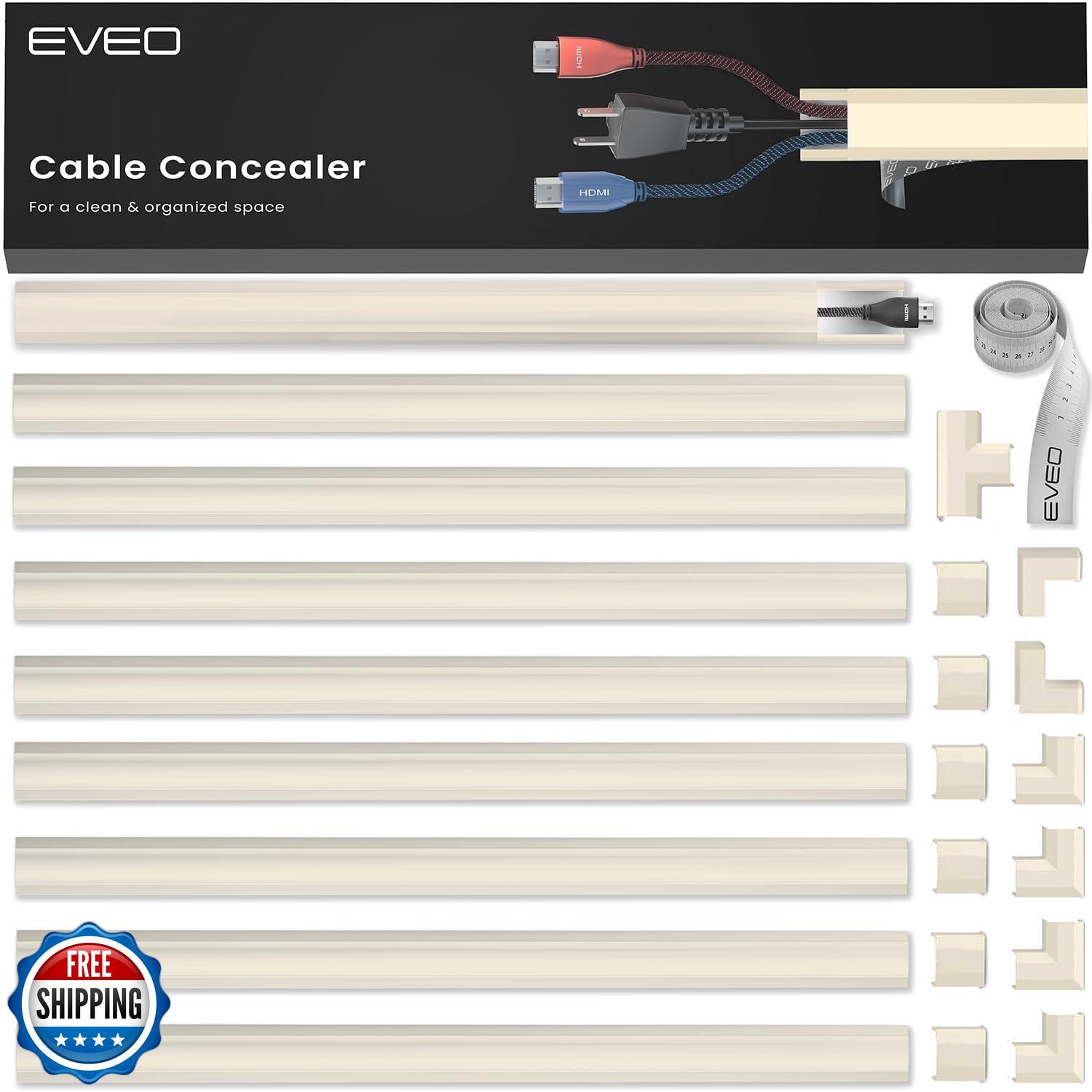 Cord Hider 153in - Cord Covers for Wires - Paintable Cable Hider - Cable Mana