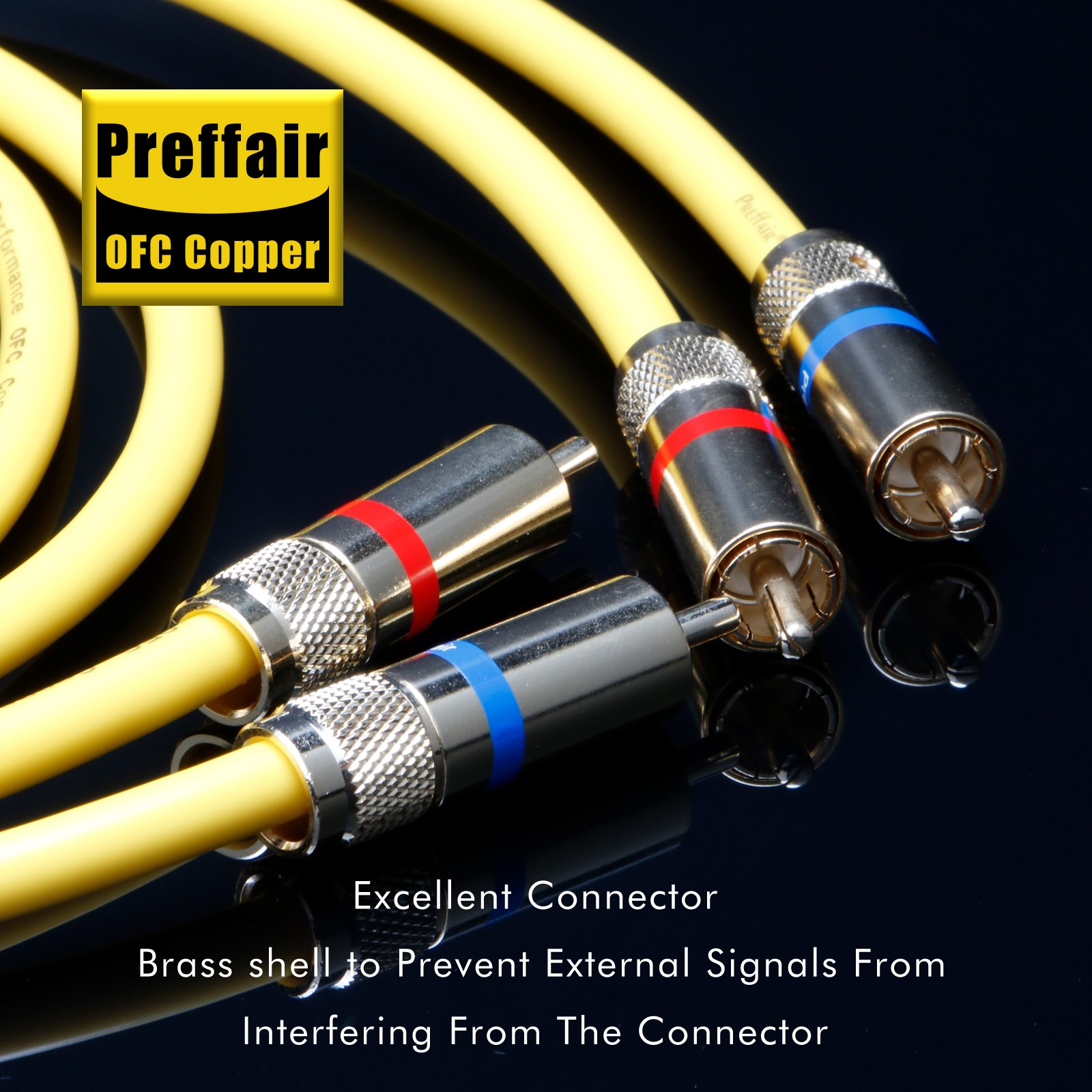 Pair HIFi Audio RCA Cable Male Plug Signal Extension Wire Connector Cord Adapter