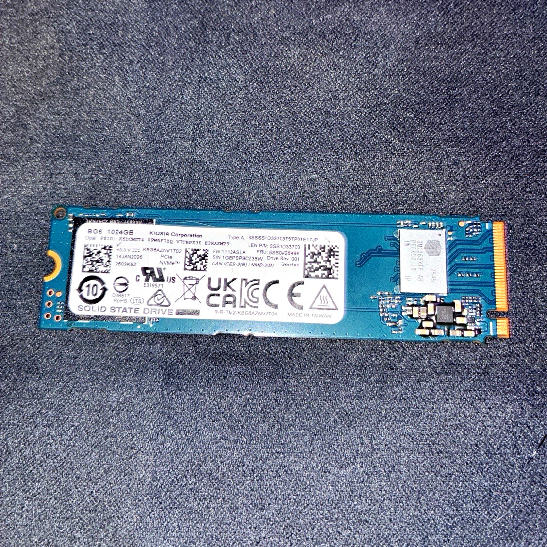 KIOXIA BG6 1TB M.2 2280 NVMe PCIe Internal SSD SED KBG60ZNS1T02