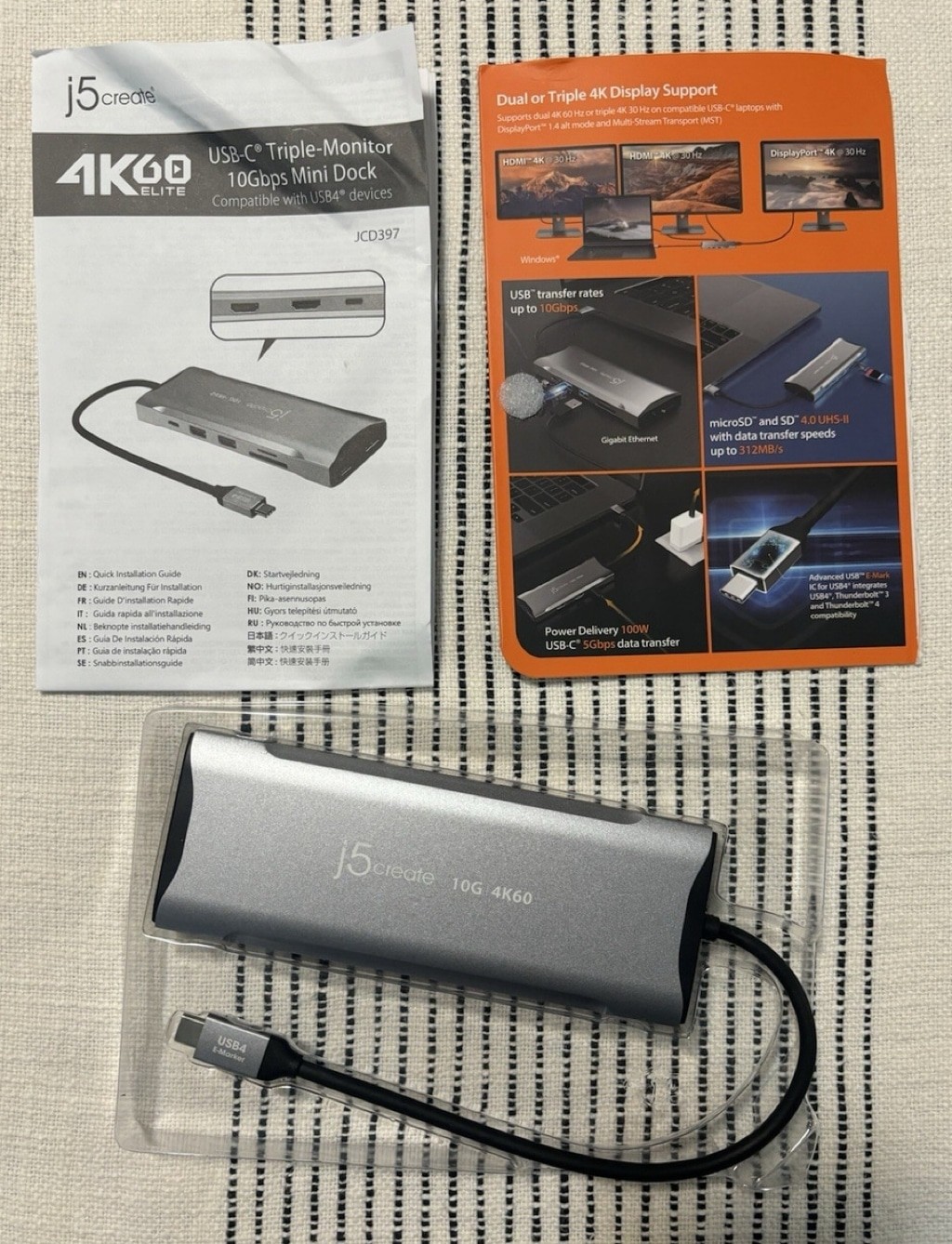 j5create - 4K60 Elite USB-C Triple-Monitor 10Gbps Mini Dock - Space Grey