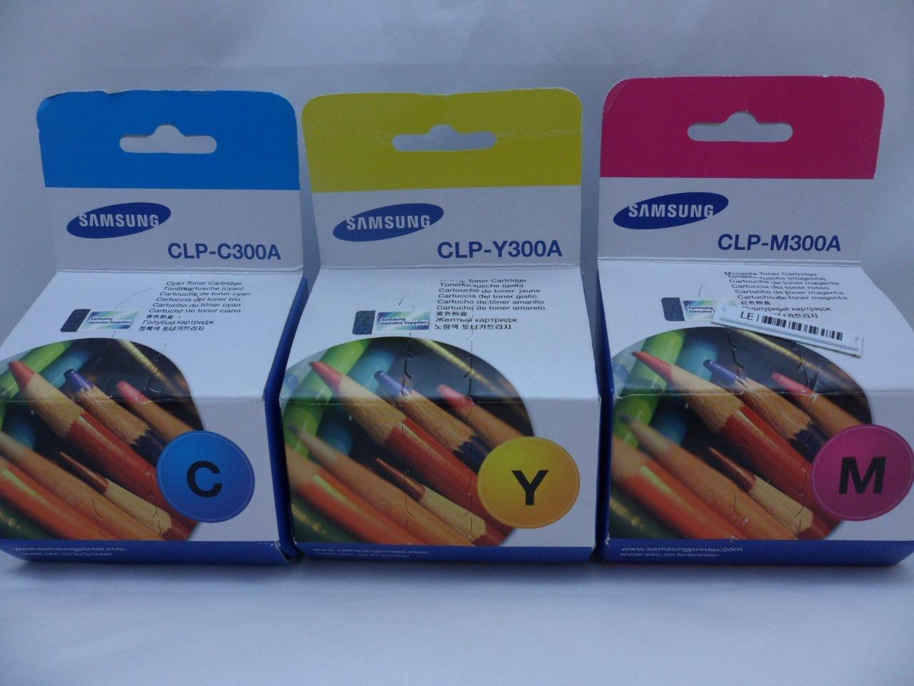 Lot Of 3 Genuine OEM Samsung Toner CLP-Y300A CLP-C300A CLP-M300A New