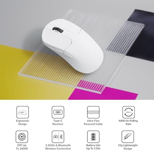 WHITE - KEYCHRON M3 MINI 4K WIRELESS BLUETOOTH 5.1/2.4 GHZ/WIRED OPTICAL MOUSE,