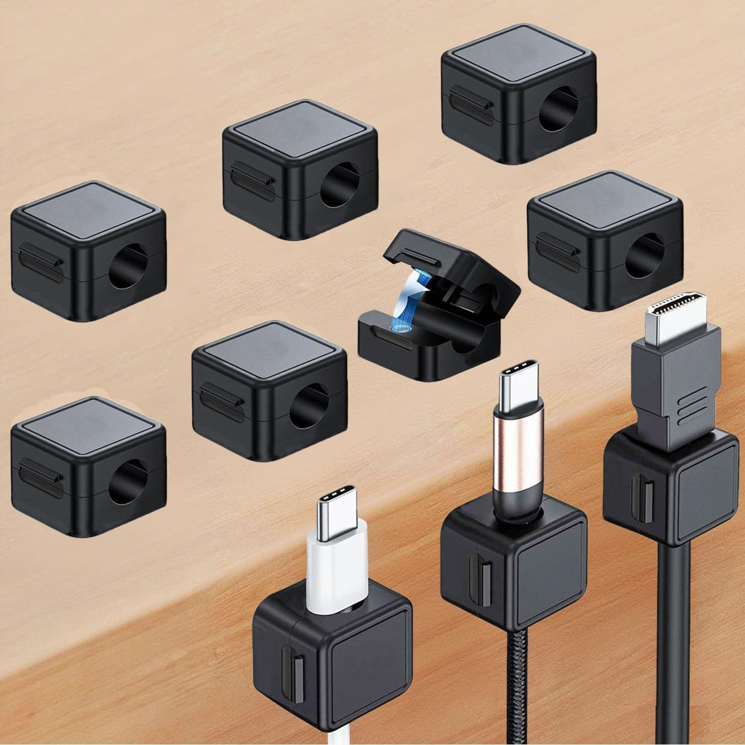 10 Pack Cord Organizer, Magnetic Cable Management, Cord Holder for Desk, Adhesiv