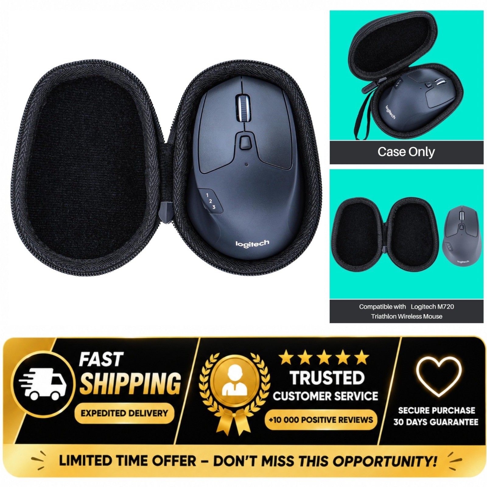 Lebakort Hard Carry Case for Logitech M720 Triathlon Mouse, EVA Travel Pouch
