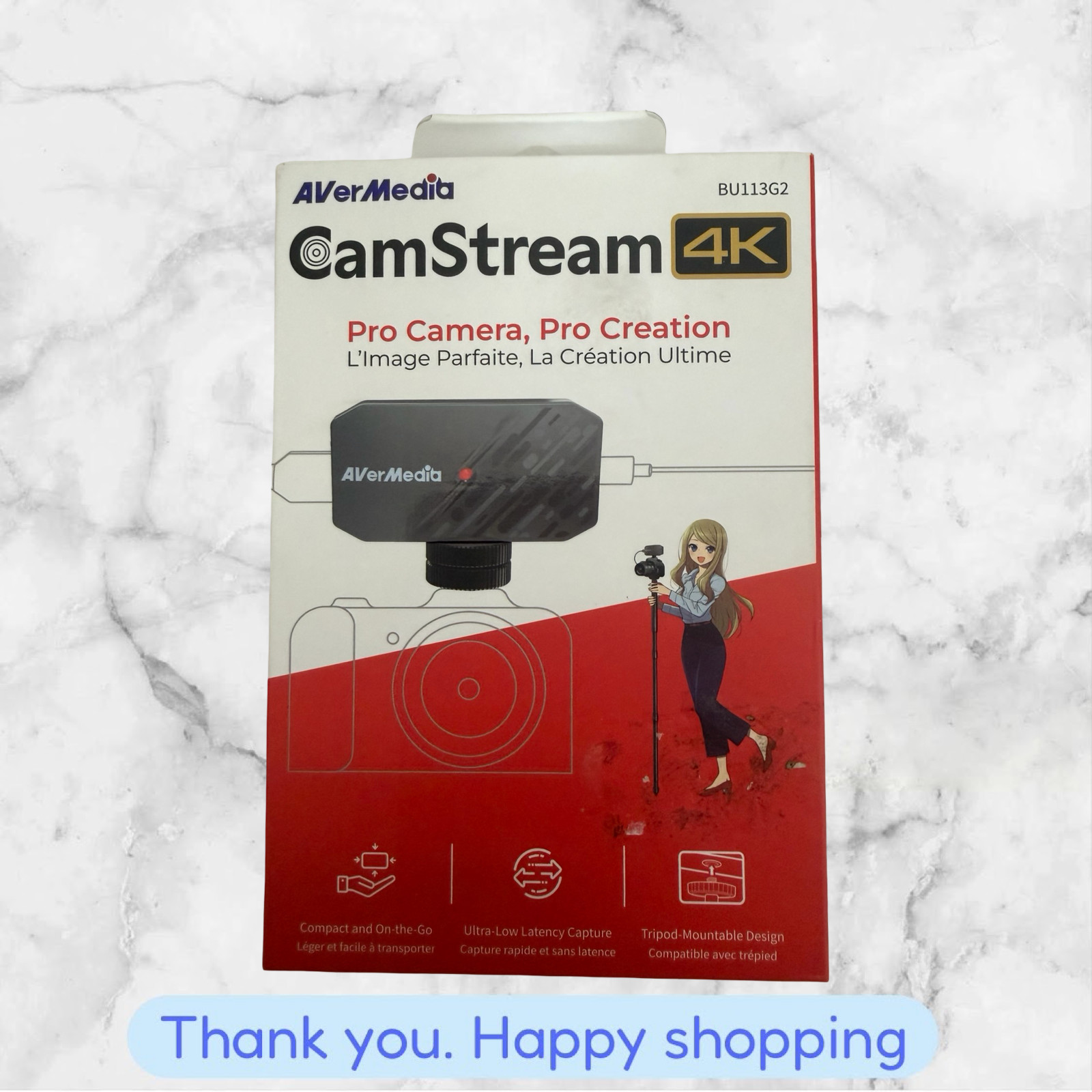 AVerMedia CamStream 4K Black 4K60 HDMI Capture Card-DSLR Camcorder BU113G2 NEW