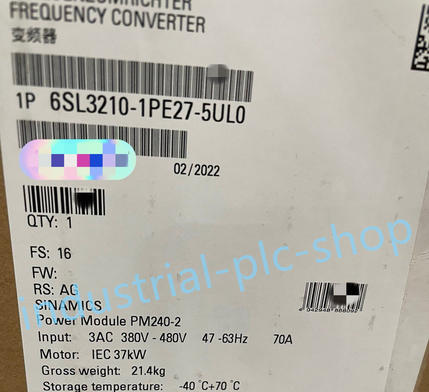 1pc Siemens 6SL3210-1PE27-5UL0 brand new Frequency converter FedEx or DHL