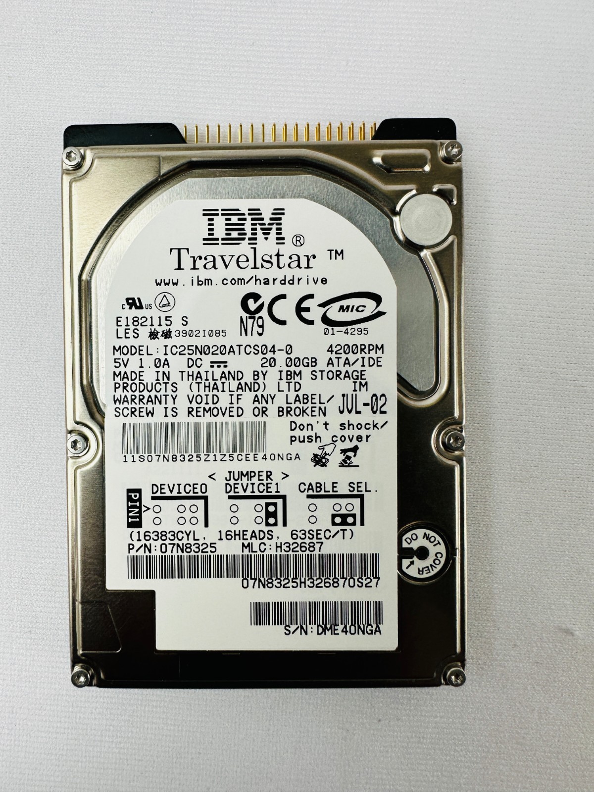 IBM 07N8325 IC25N020ATCS04-0 Hard Disk Drive