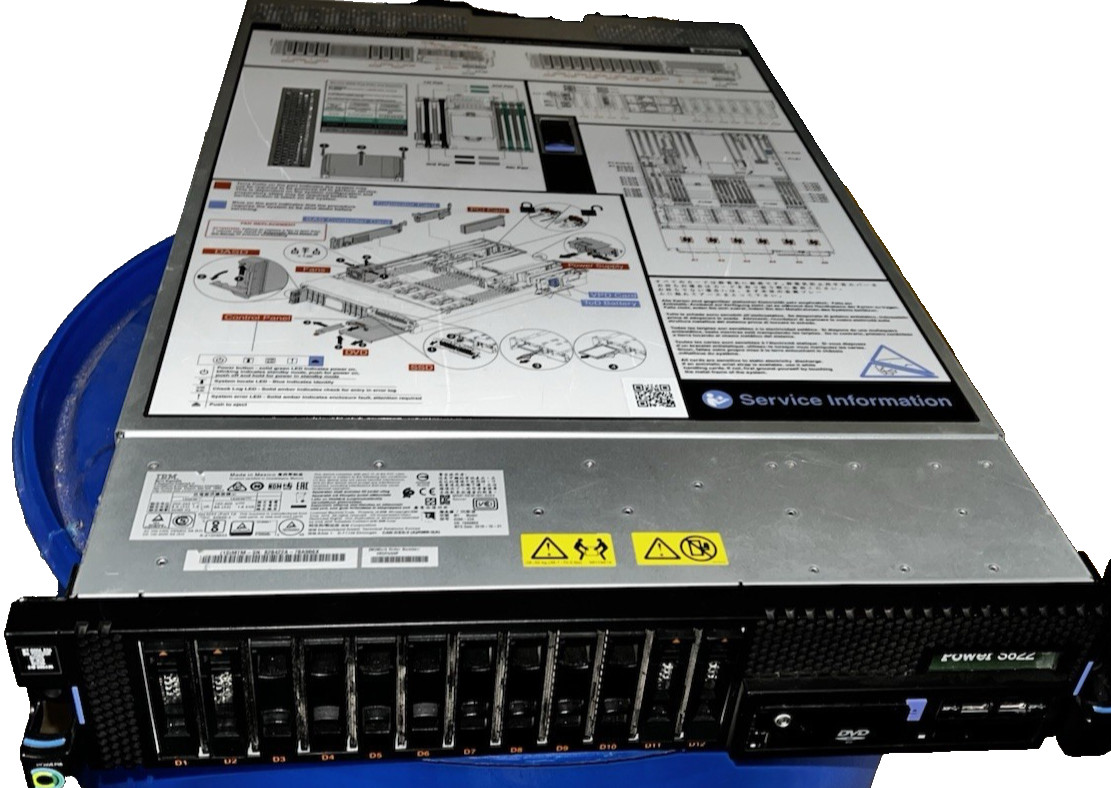 IBM Power S822, Case,  System Backplane Dual 10-Core POWER8 Processors 3.42Ghz