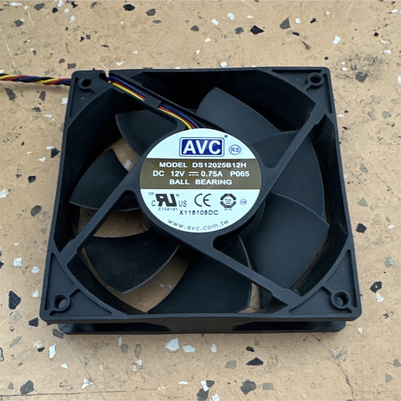 AVC DS12025B12H 120mm 12V 4-Pin Ball Bearing Square Case Fan Black