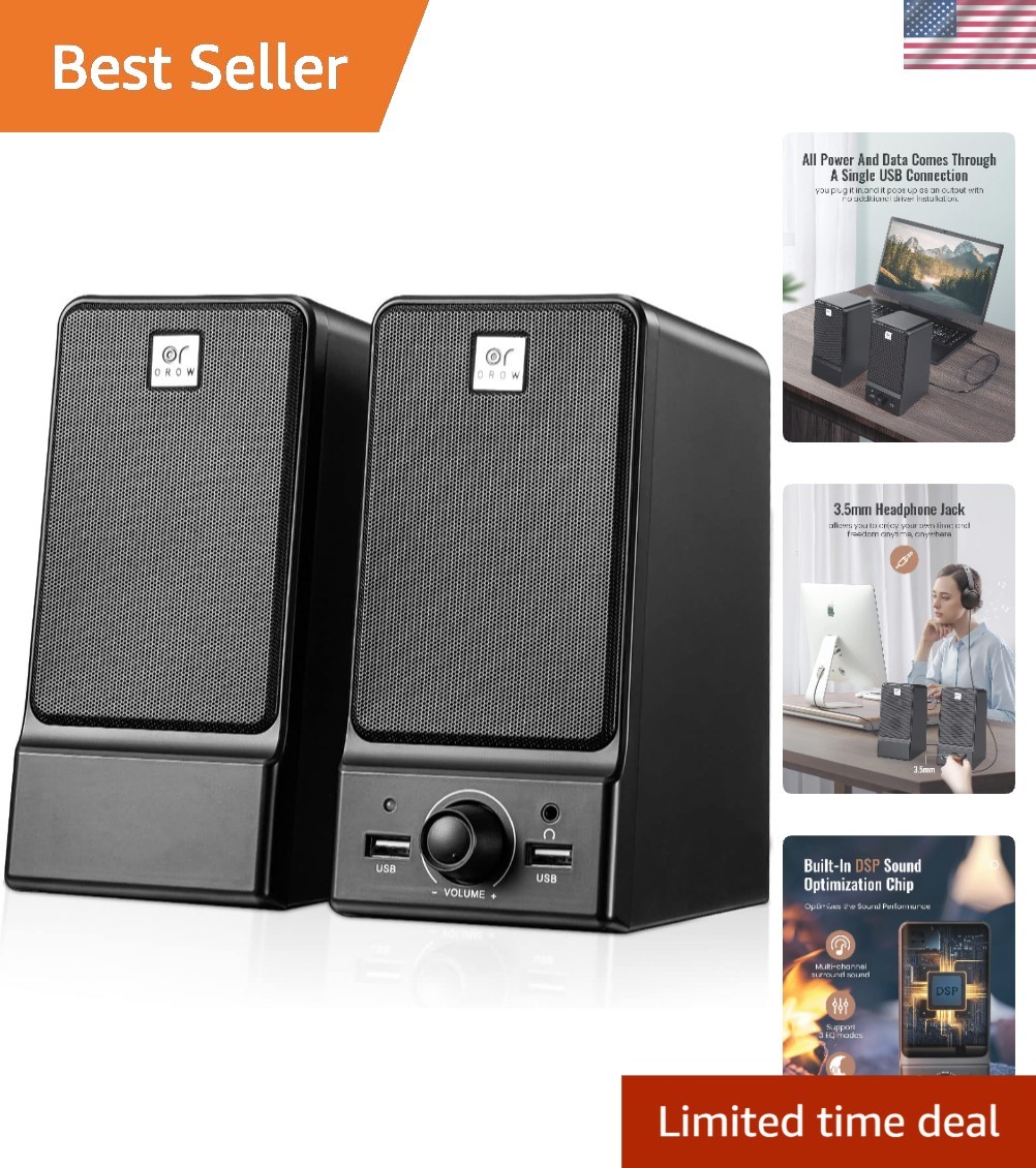 OROW USB Computer Speakers,Hi-Fi Stereo PC Speakers,16W Desktop Speaker,Built...