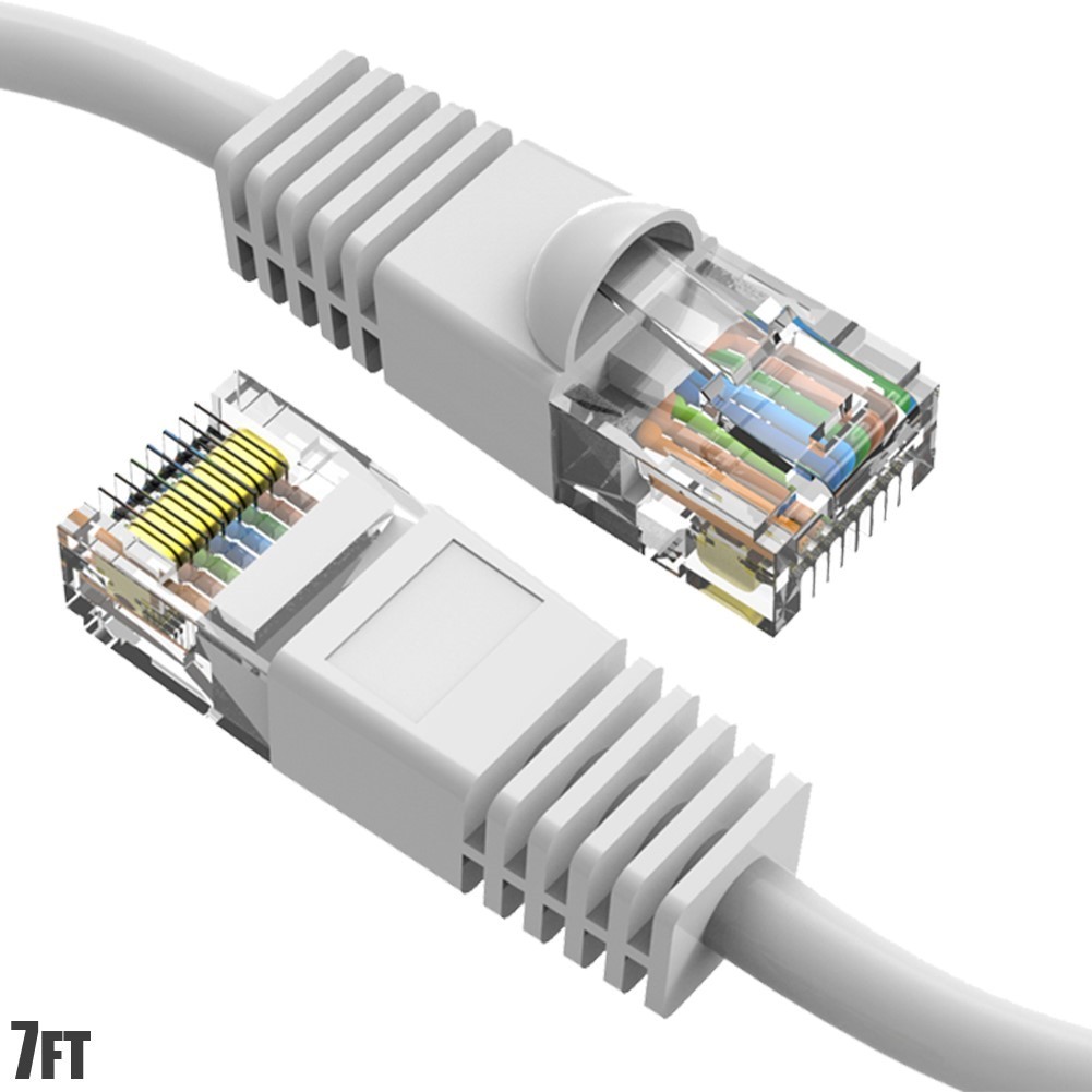 7FT Cat6 RJ45 Ethernet LAN Network UTP Snagless Patch Cable Pure Copper White