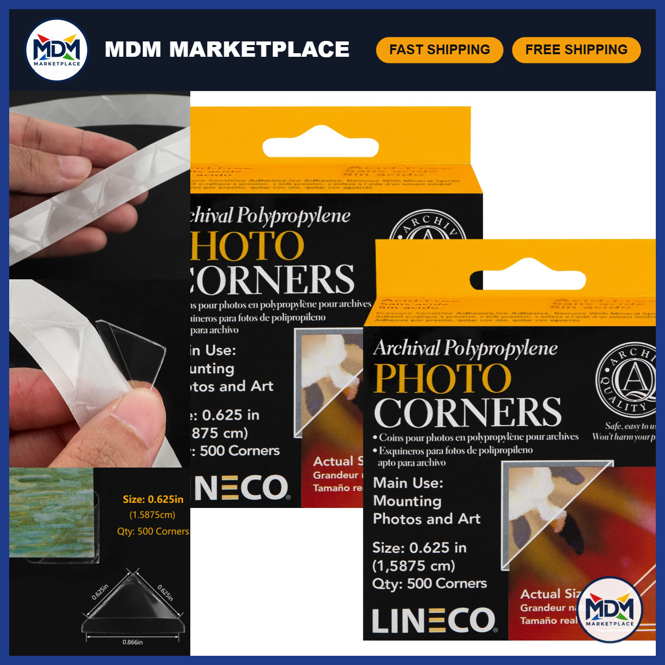 Clear Archival Photo Corners 0.625" - 500 PCS for Scrapbooking & Preservation