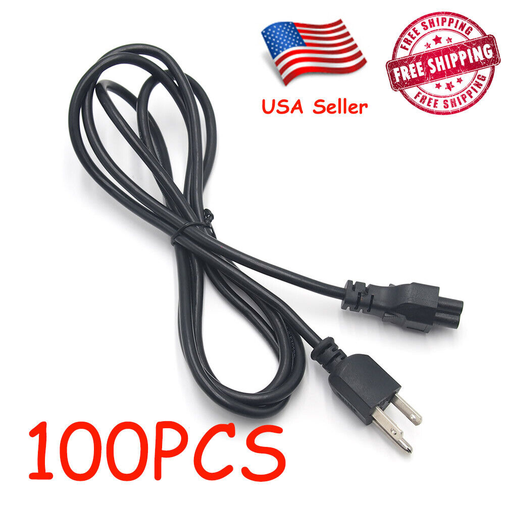 Lot of 100 PC 3-Prong AKA Mickey Mouse AC Power Cord for Laptop PC Printers US