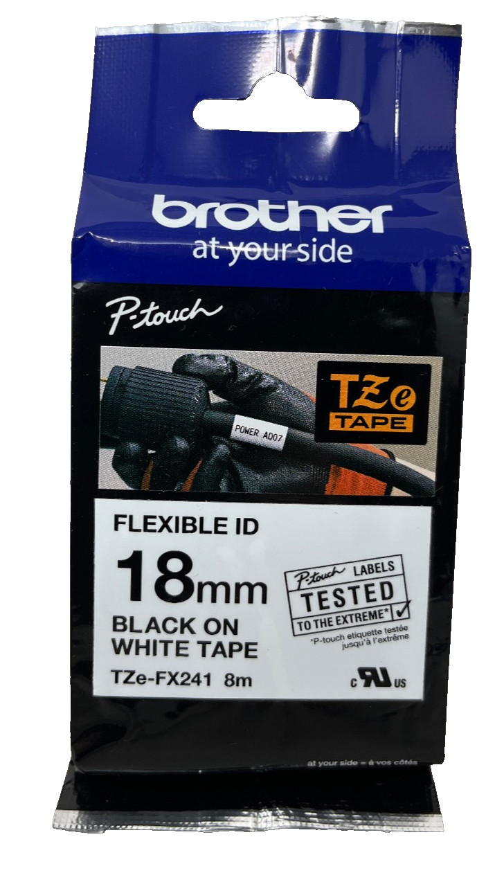 Brother TZe-FX241 Original Tape Black On White (18mm X 8m) P-Touch 300/500