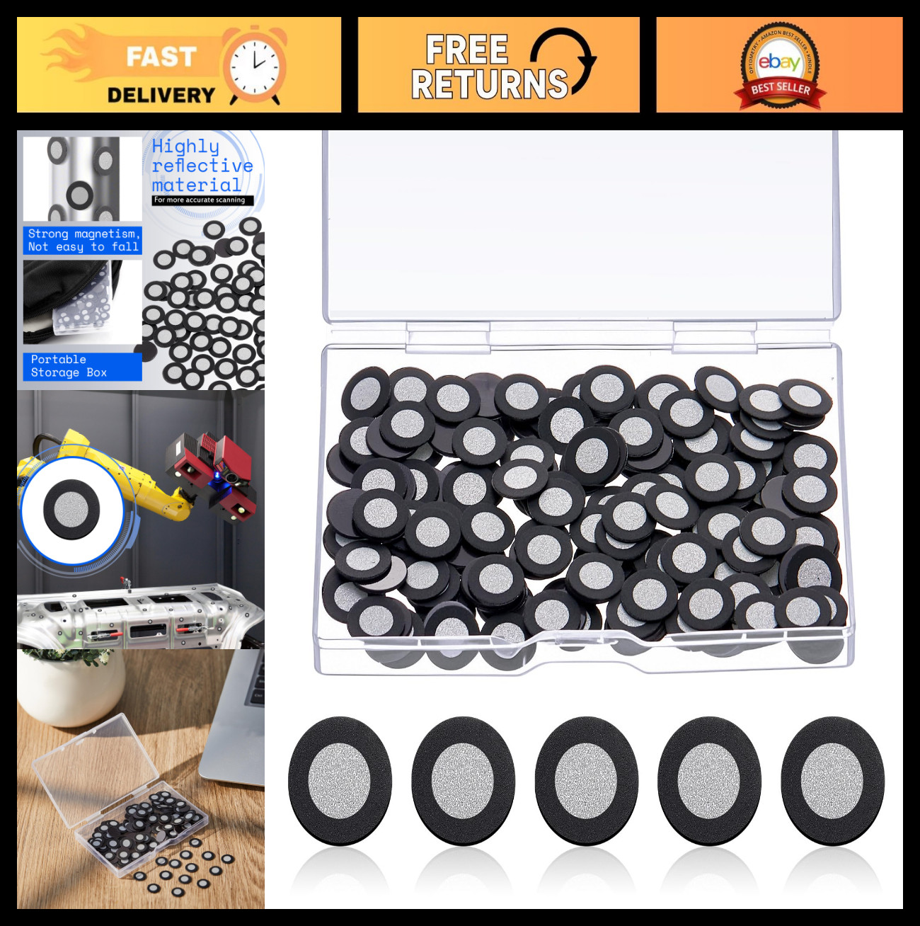 500 Pcs 3D Magnetic Tracking Dots - Scanning Reference Point Markers for 3D Scan