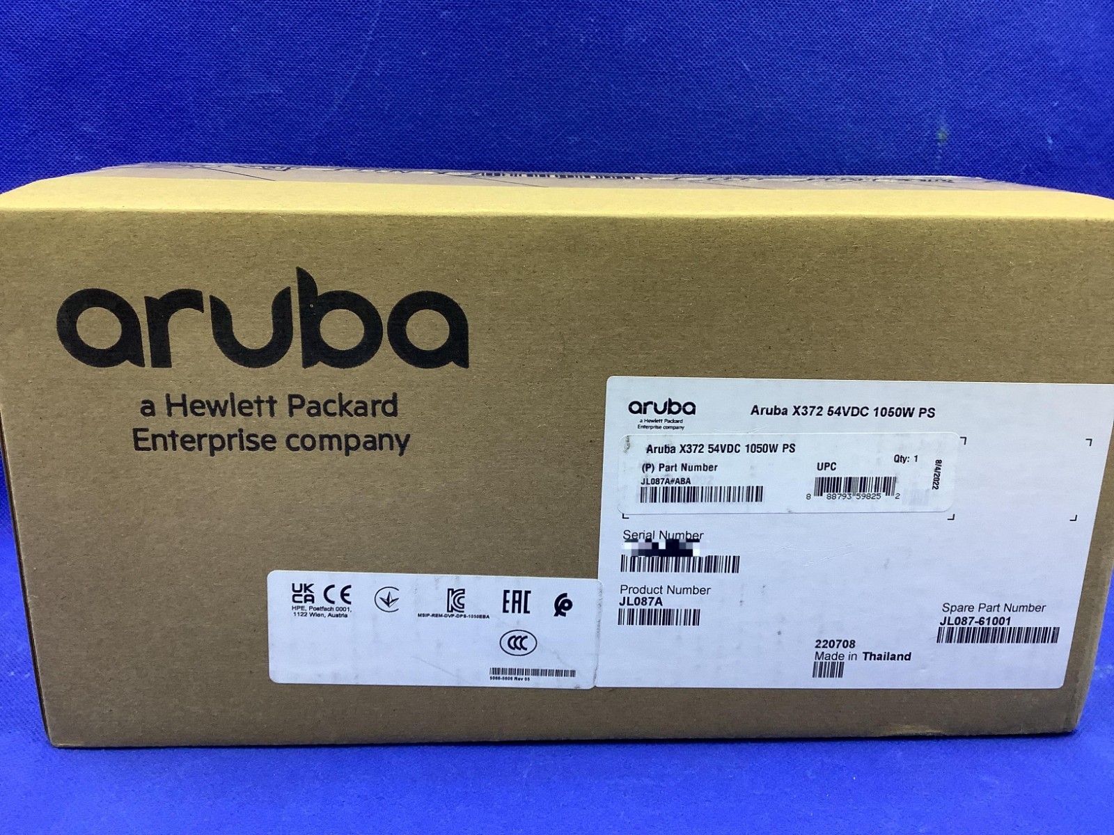 JL087A HPE ARUBA X372 54VDC 1050W 110-240VAC POWER SUPPLY