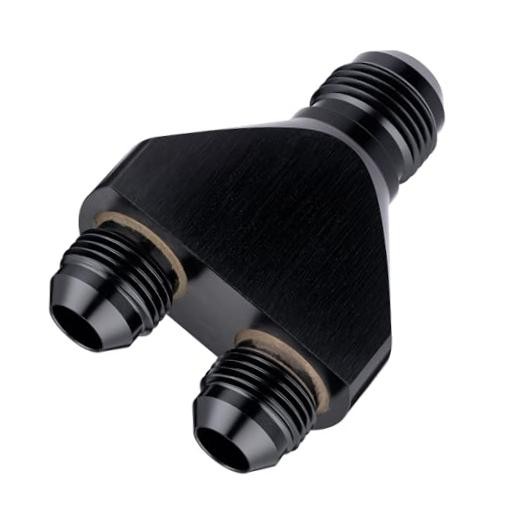 10AN Male to Parallel Exit Dual 8AN Male Y Block Fitting 10AN to 2 x 8AN