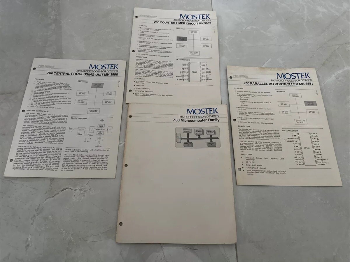 MOSTEK Z80 MICROCOMPUTER SYSTEM FAMILY PAMPHLETS SALES SHEETS