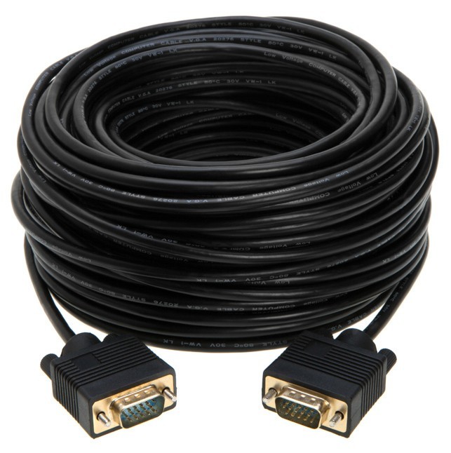 50ft - SVGA/VGA Male to Male Cable for PCs, CCTV, Laptops, Projectors, Monitors